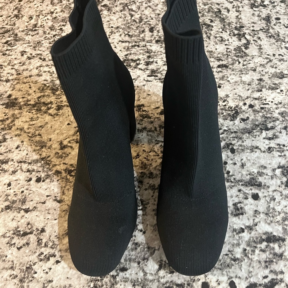 Black Knit Sock Booties for Women